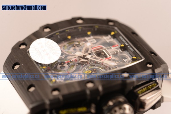 1:1 Clone Richard Mille RM11-03 Carbon Fiber Miyota 6T51 Automatic Skeleton Dial White Rubber Strap (KV)